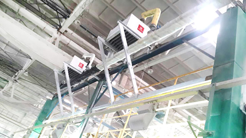 鄭州宇通客車車間應(yīng)用康平高溫蒸汽頂吹暖風(fēng)機